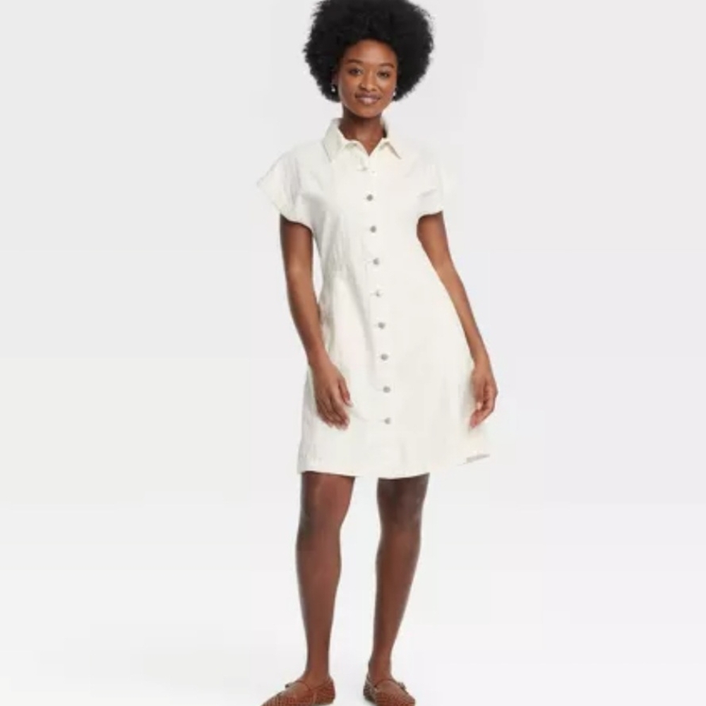 Universal Thread White Button-Down Dress